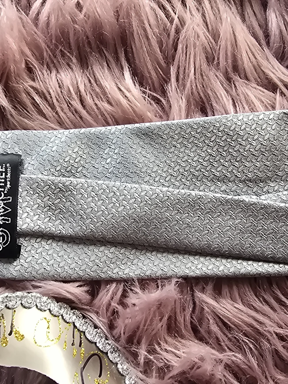 Silver Textured Tie And Mask For Special Moments